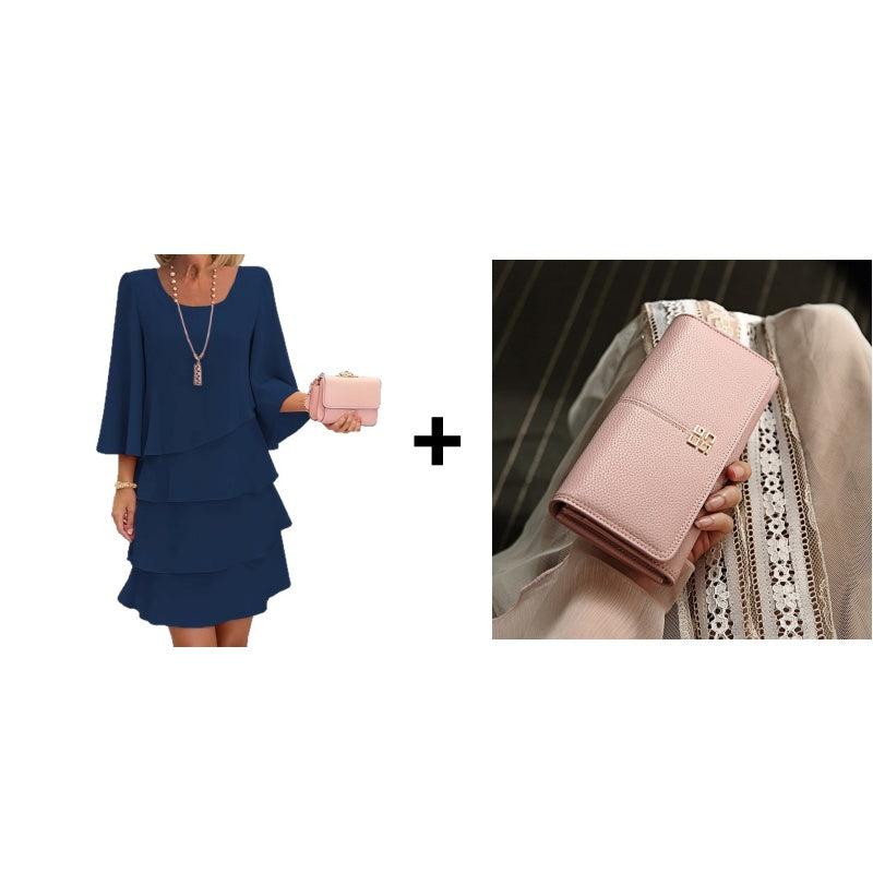 👗✨ Damen Kleid mit Rundhalsausschnitt – Locker & Figurbetont, Elegantes Design