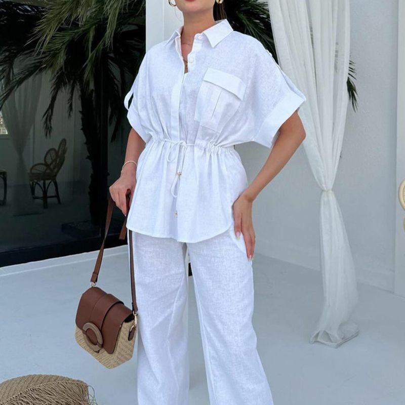 🥰Zweiteiler Arbeitskleidung Casual mit Kordelzug für Damen