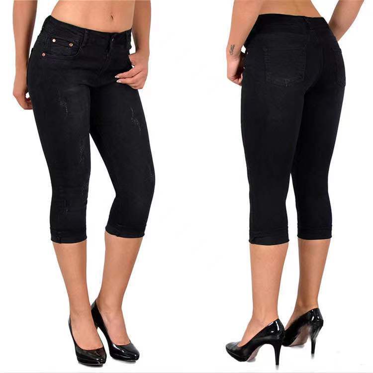 Zerrissene Capri-Jeans mit Rollsaum – lässig, bequem & vielseitig – ideal für Frühling & Sommer