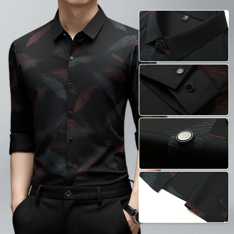 đ„ Jetzt 20⏠sparen! Nur fĂŒr kurze Zeit!LĂ€ssiges bedrucktes langĂ€rmeliges Business-Hemd fĂŒr Herren