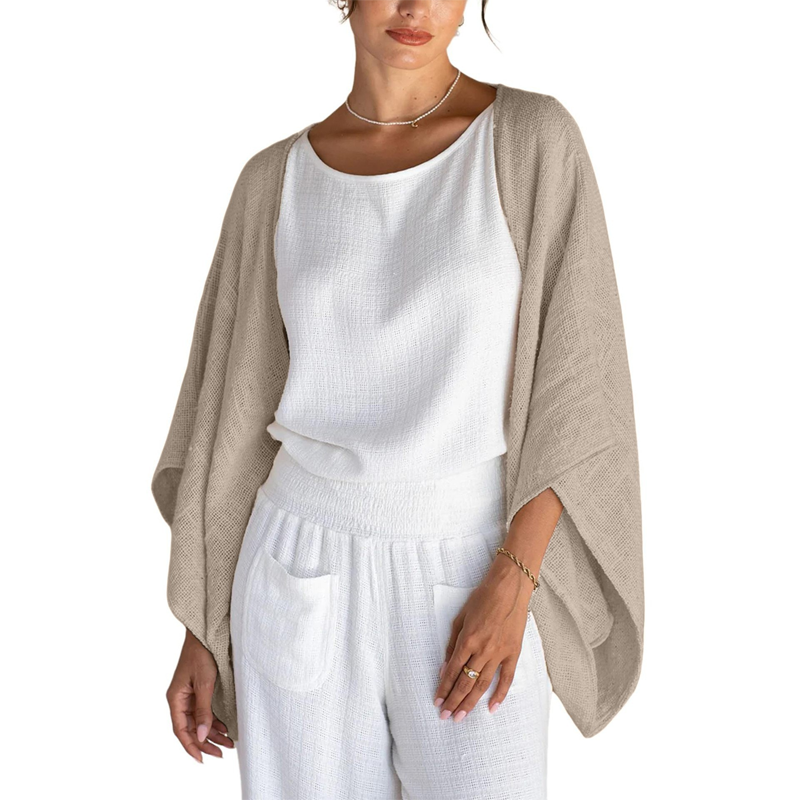 đLetzter Tag: 50% Rabattâ¨Damen lockerer Cardigan mit 3/4-Ărmeln und offener Vorderseite
