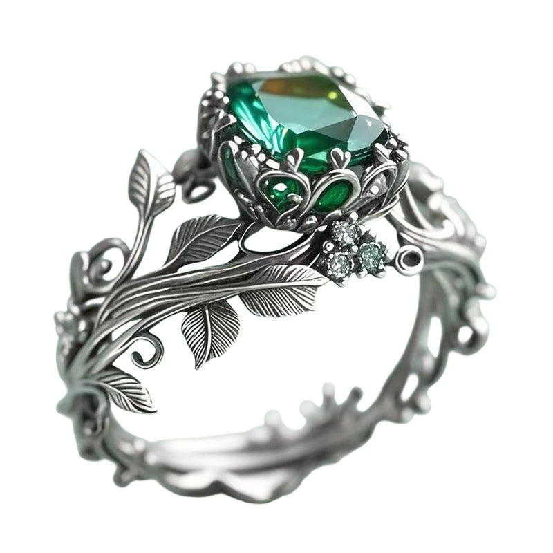 ⏰ 30 % RABATT – Nur für kurze Zeit ✨Vintage Totem Ring – Kreatives Design mit grünem Kristall 💚 Retro & Ausdrucksstark