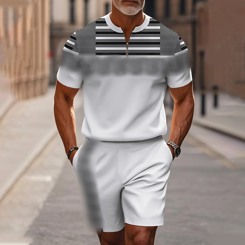 👕🩳 Herren 2-teiliges Set – Hemd & Shorts mit Viertelreißverschluss, Locker & Bequem📦Kostenloser Versand🔥