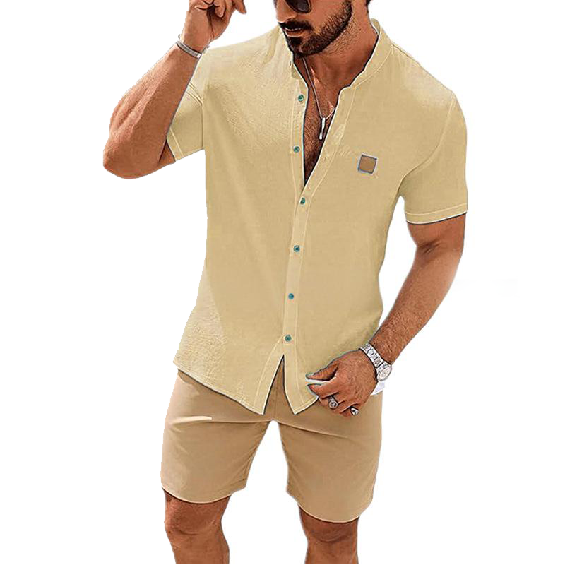 đ˘Mid-Season Sale: â50% nur fĂźr kurze Zeitâ°Stehkragen-Kurzarmhemd fĂźr Herren â Atmungsaktiv, Lockere Passform & Vielseitig