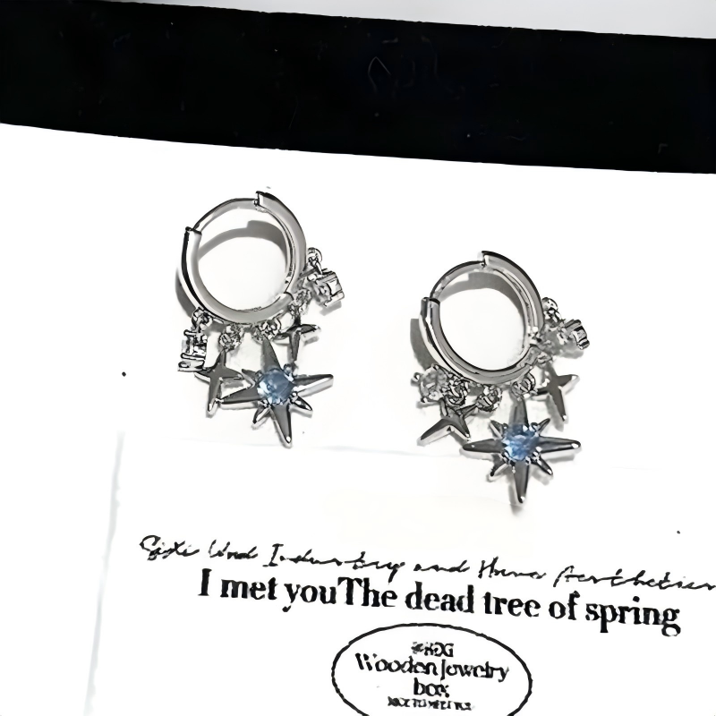Celestial Star Dangle Hoop Earrings