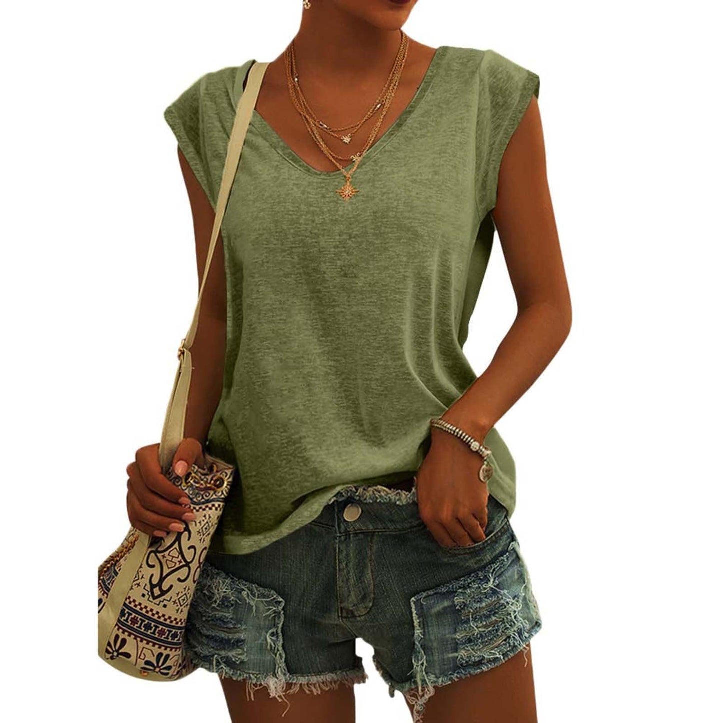 ⏰ 50 % RABATT – Nur für kurze Zeit ✨Lässiges Damen-Tanktop mit V-Ausschnitt und lockerer Passform