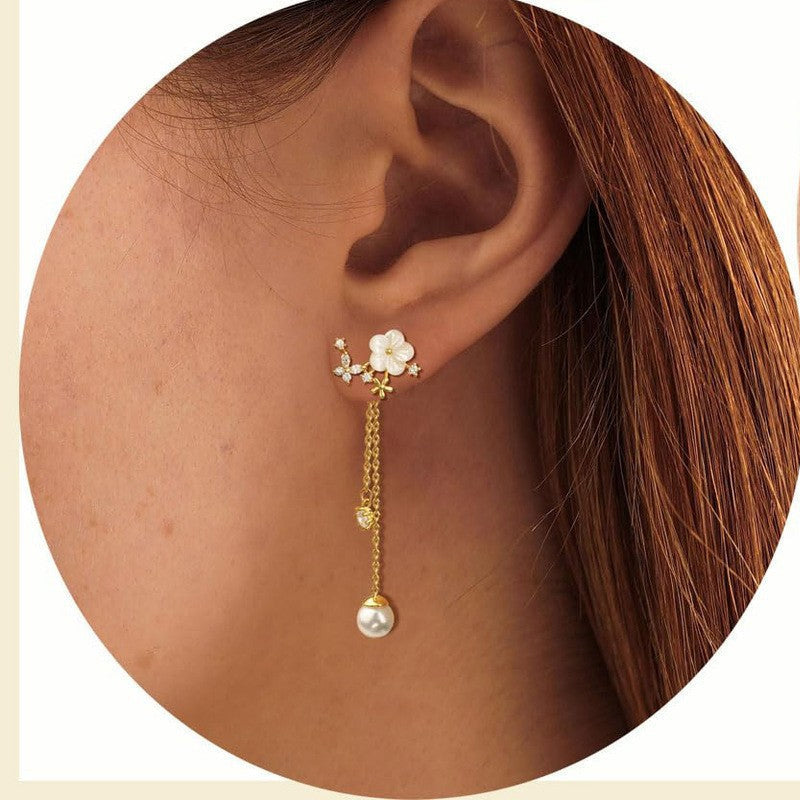 ⏰ 30 % RABATT – Nur für kurze Zeit ✨Damen Ohrringe mit Blume – Zwei-Tragearten, Perlen & Quasten 🌸