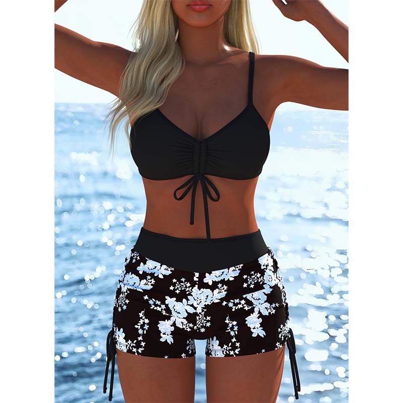 📢📢Letzter Tag – 50 % Rabatt!! ⏰Damen Bikini Set – Kordel-Top & Boyshorts, Verschiedene Designs🩱 Für Strand & Pool