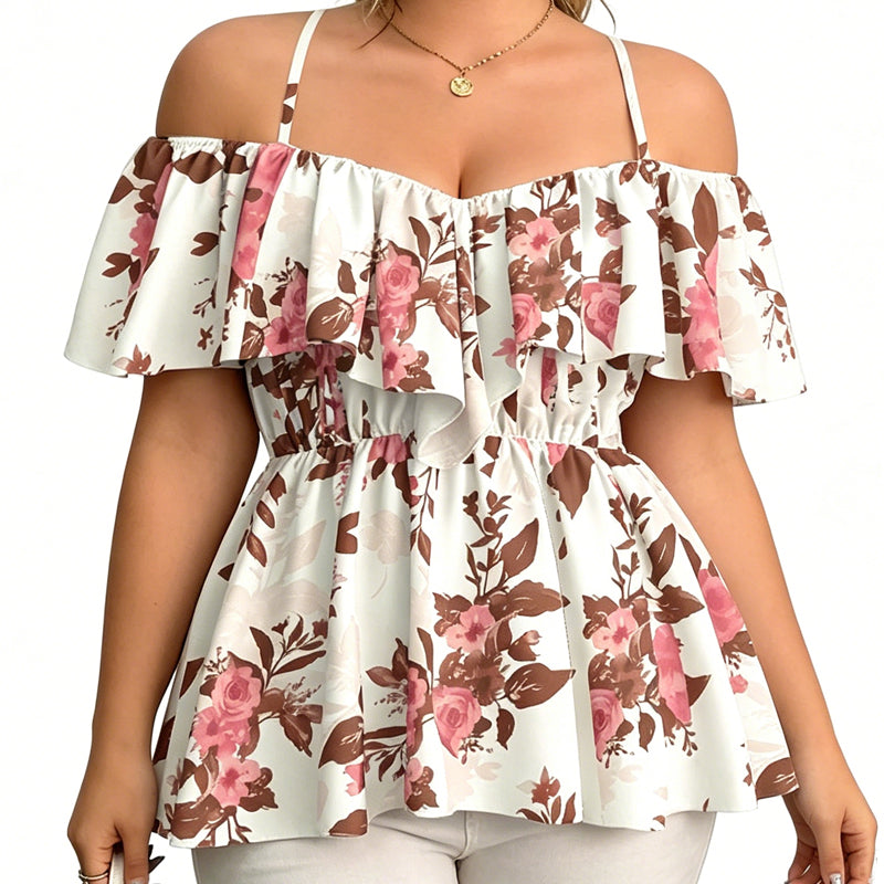 ⏰ 50 % RABATT – Nur für kurze Zeit ✨Großgrößen Damen Cami Top ✨ Schulterfrei, Locker & Mit Rüschenbesatz
