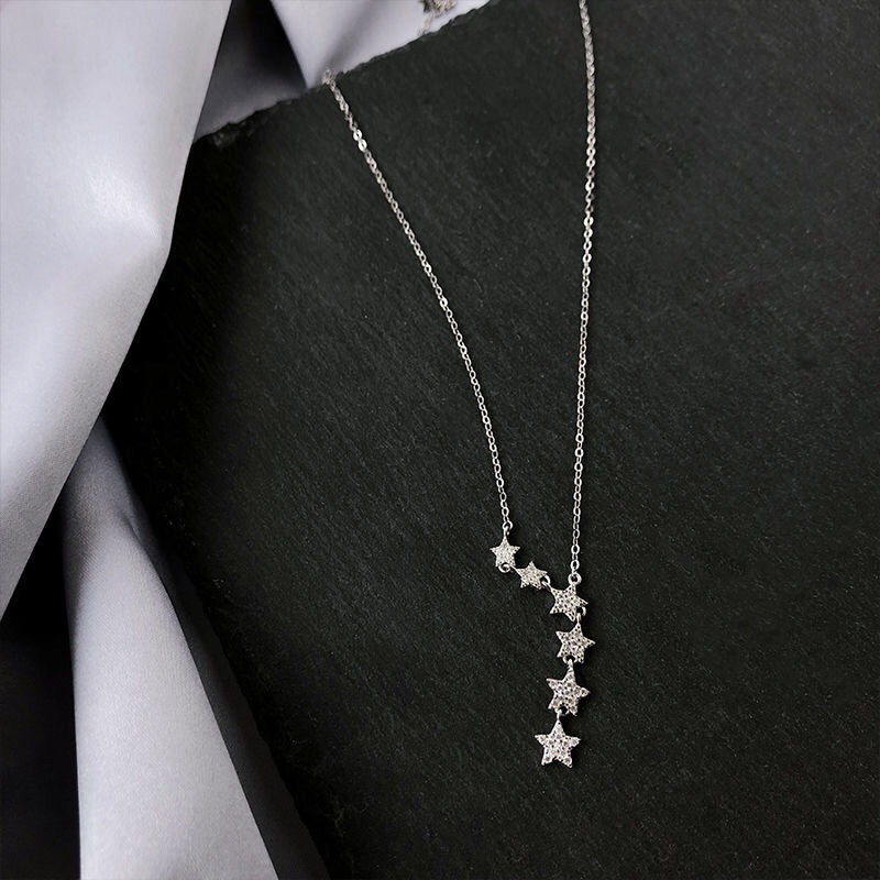 ⏰ 50 % RABATT – Nur für kurze Zeit ✨Damen Y-Kette mit Sternenanhängern ✨ Funkelnd, Elegant & Feminin