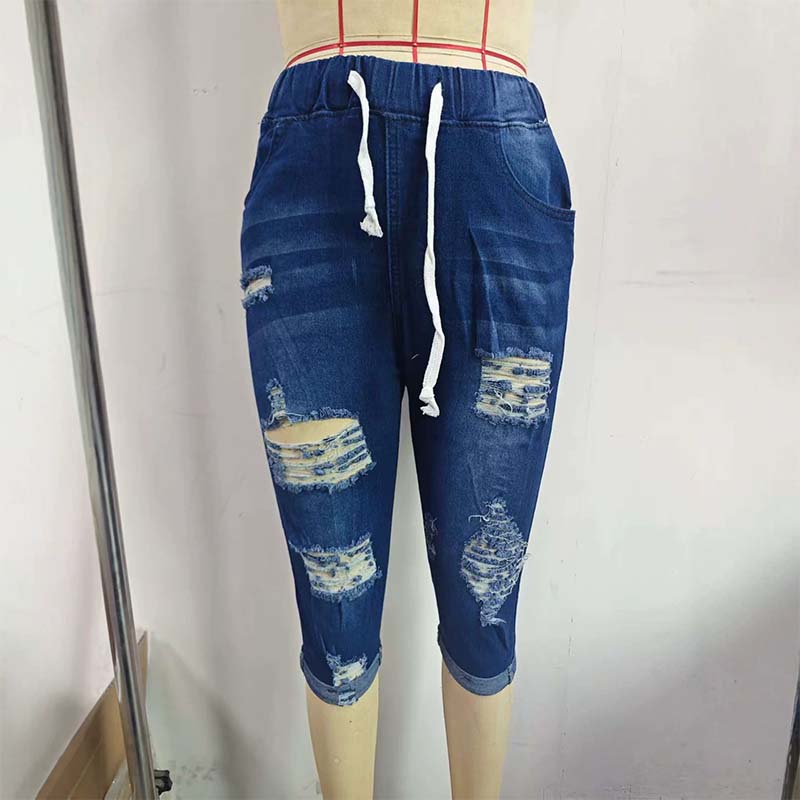 ⏰ 50 % RABATT – Nur für kurze Zeit ✨👖 Damen Denim-Caprihose mit Kordelzug ✨ Bequem, Lässig & Perfekt für den Sommer