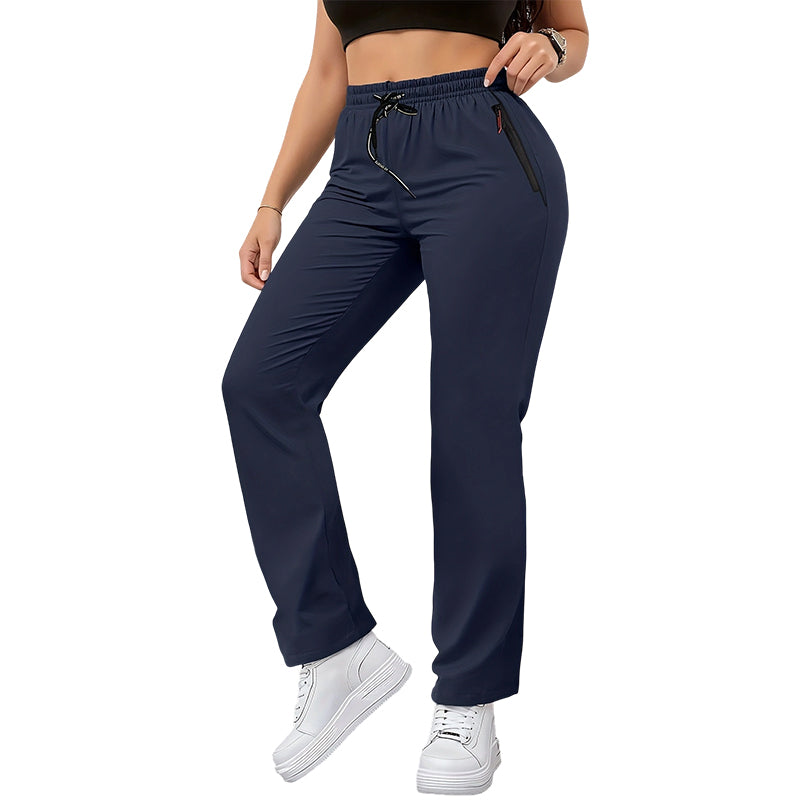 👖 50 % Rabatt – Leichte Damen-Sporthose mit hohem Bund – Reißverschlusstaschen, gerade Bein, atmungsaktiv – ideal für Gym, Laufen & Alltag 🏃♀️