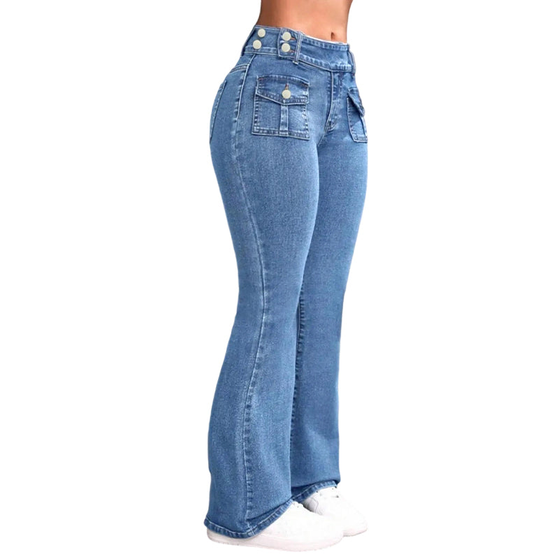 ⏰ 50 % RABATT – Nur für kurze Zeit ✨👖 Damen-High-Waist-Schlagjeans – figurschmeichelnd, bequem & vielseitig für Alltag, Büro & Freizeit