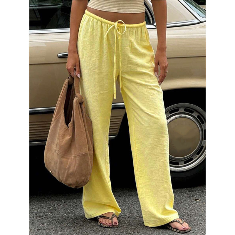 ⏰ 50 % RABATT – Nur für kurze Zeit ✨👖 Leichte Leinen-Hose – weite Passform, entspannter Schnitt, mit Bindegürtel & in dezenten Unifarben 🌿