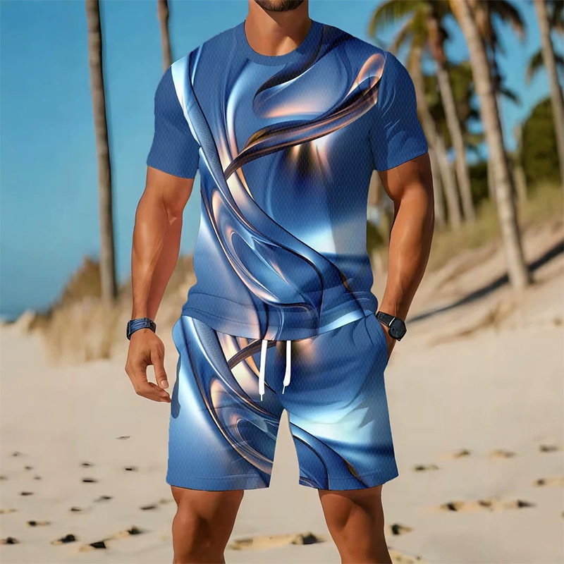 Men's Casual Graphic T-Shirt and Shorts Set
