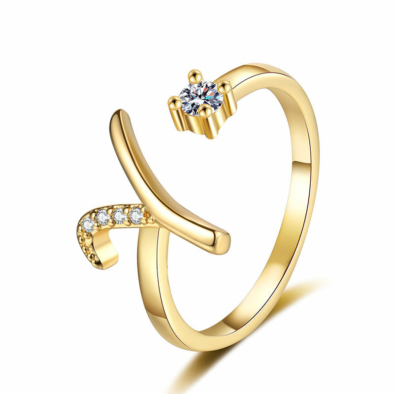 ⏰ 50 % RABATT – Nur für kurze Zeit 💍 Damen Ring mit Buchstaben ✨ Funkelnde Zirkonia-Verzierung, Verstellbare Größe & Elegantes Design