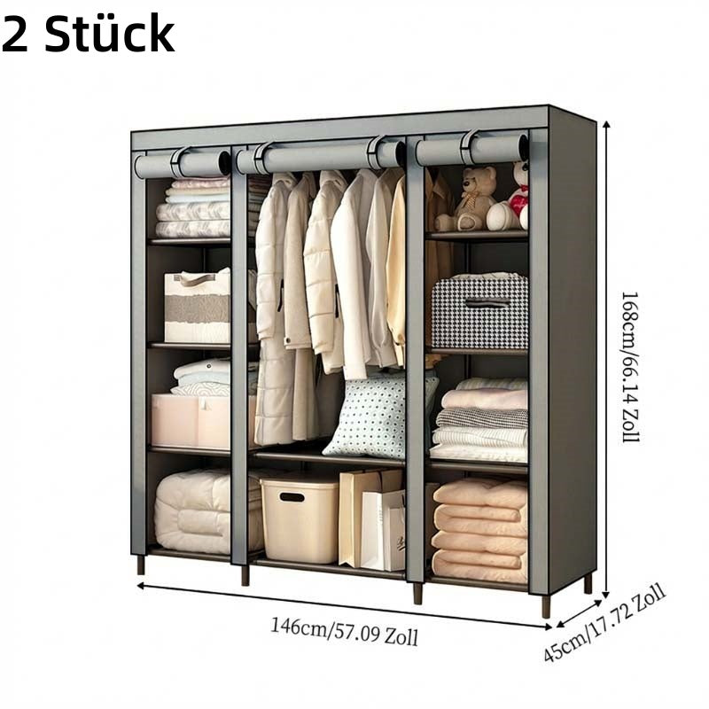 👕 50% RABATT! 🏠 Tragbarer Stoffschrank mit Stahlrohrgestell – einfache Montage & platzsparend für Schlafzimmer & Mietwohnung