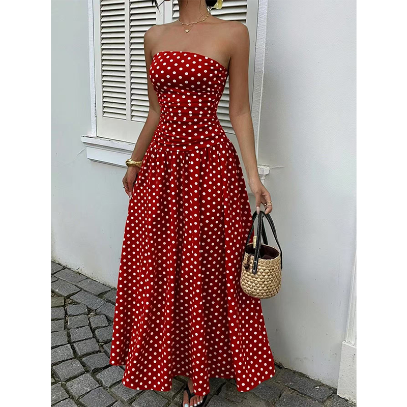 🔥 50% RABATT! 👗 Damen Off-Shoulder A-Linien-Kleid ✨ Elegantes Polka-Dot-Design – Perfekt für Partys, Hochzeiten und Sommerabende