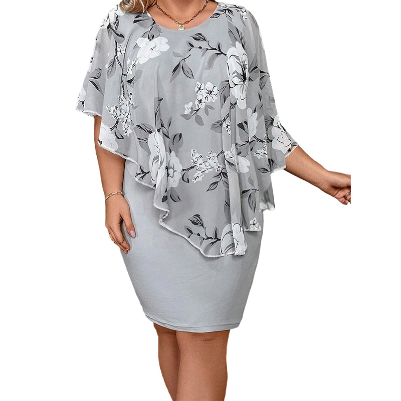 🛍️ 50 % Rabatt – Elegantes Kleid mit floralem Print & ärmellosem Cape – schmeichelhafte Silhouette, leicht & luftig ✨