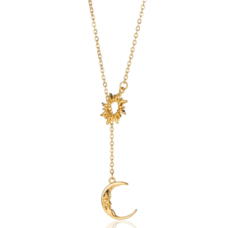 🛍️ 50 % Rabatt – Elegante Sonne-Mond-Anhänger-Halskette – filigranes Celestial-Design, zeitlos & vielseitig für jeden Look 🌙