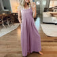 Ärmelloser Jumpsuit für Damen mit weitem Bein und Taschen