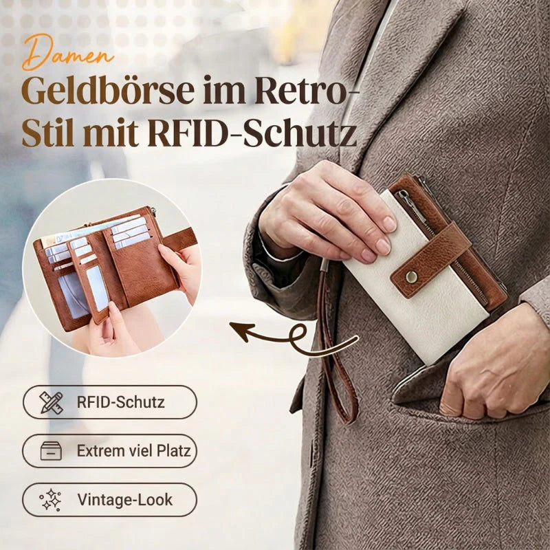 🔥Zeitlich begrenztes Angebot – Damen-Geldbörse im Retro-Stil mit RFID-Schutz, dreifach gefaltet