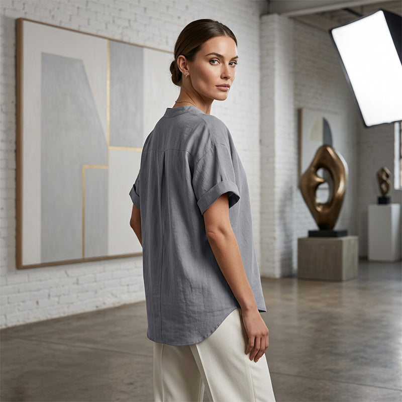 🌸50% RABATT 👚 Damen-Freizeithemd – locker geschnitten, einfarbig & atmungsaktiv, ideal für Sommer, Büro & Freizeit ☀️🌸