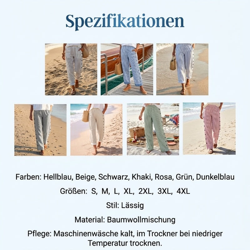 ☀️ Frühlings-Hot-Sale 50 % RABATT!! 🌿🌸 Bequeme blau gestreifte Hose mit Seitentaschen