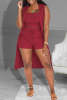 3-teiliges Set bestehend aus Strickoberteil, Shorts und Strickjacke