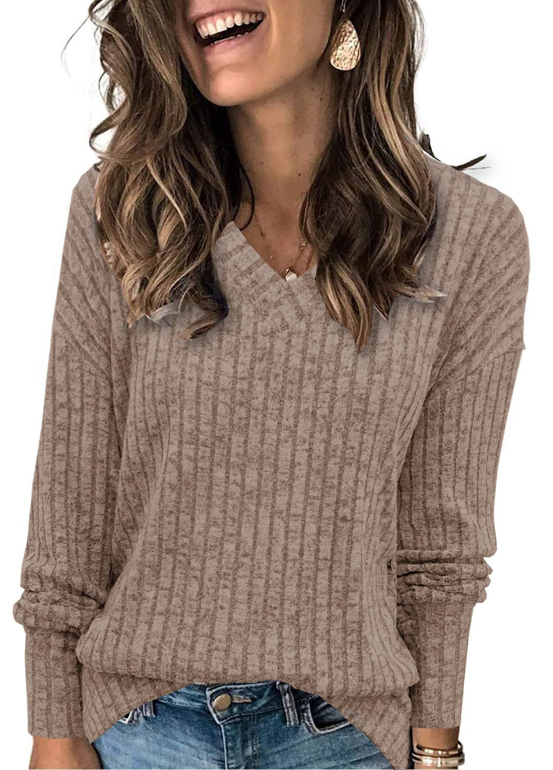 🔥Solange der Vorrat reicht 50% Rabatt!🎉Damen-Pullover mit V-Ausschnitt und langen Ärmeln in Uni-Farbe