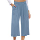 👖 Damen-Freizeithose – einfarbige Weitbeinhose mit hohem Bund, Kordelzug & Taschen, 7/8-Länge, bequem & vielseitig für Alltag & Sommer ☀️