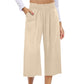 👖 Damen-Freizeithose – einfarbige Weitbeinhose mit hohem Bund, Kordelzug & Taschen, 7/8-Länge, bequem & vielseitig für Alltag & Sommer ☀️