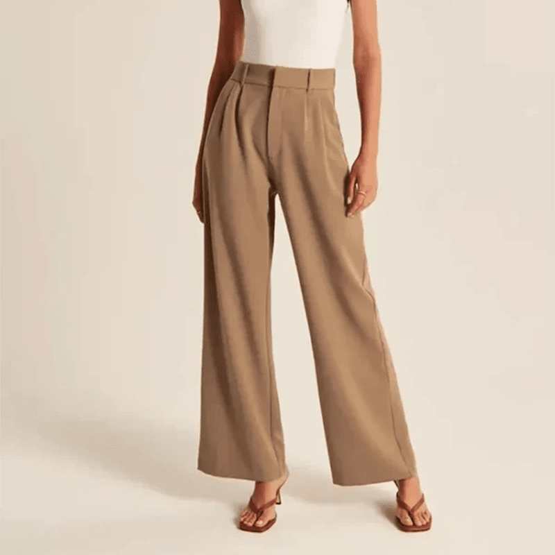 Fließende High-Waist Hose mit weitem Bein & Gürtel – Elegante, vielseitige Stoffhose 👖✨