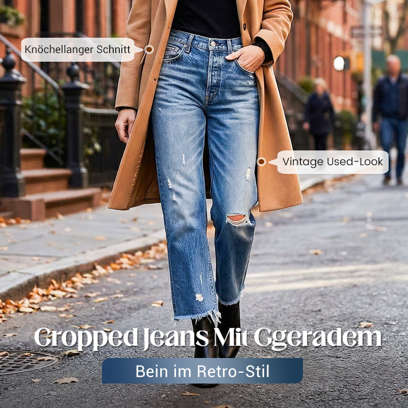 Damen-Retro-Cropped-Straight-Leg-Jeans