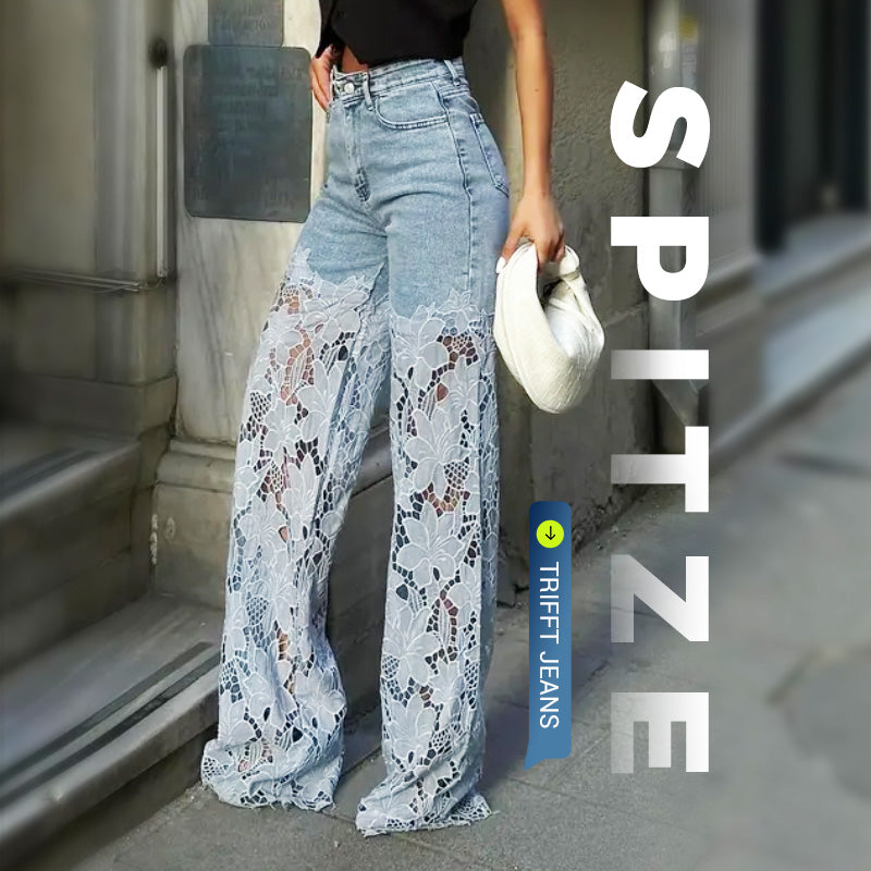 💃Sommer-Hot-Sale - 50% Rabatt🌸Gespleißte Jeans mit Spitze👖