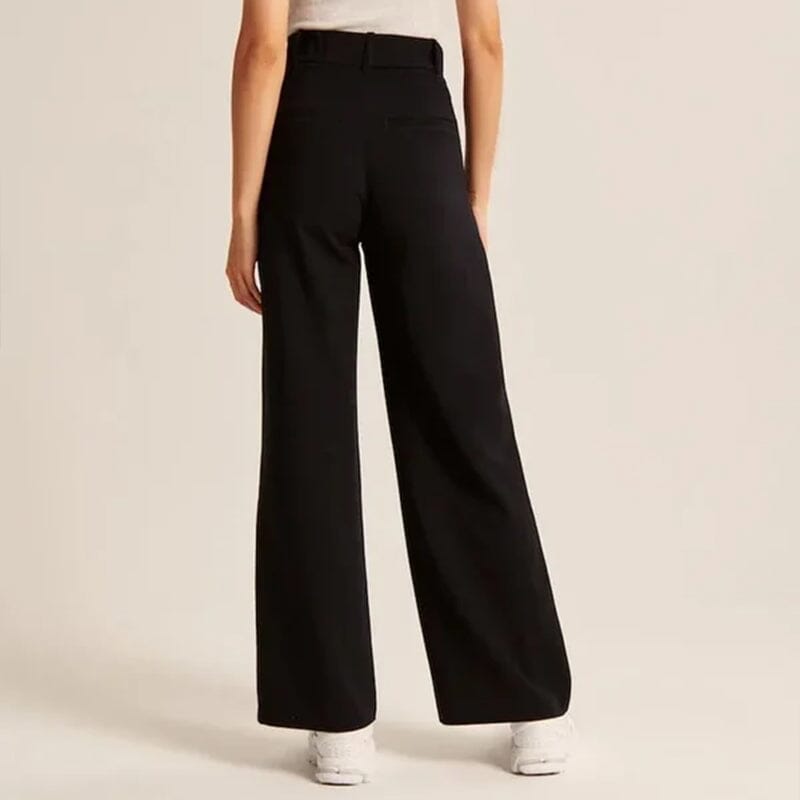 Fließende High-Waist Hose mit weitem Bein & Gürtel – Elegante, vielseitige Stoffhose 👖✨