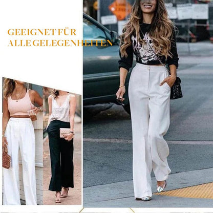 Fließende High-Waist Hose mit weitem Bein & Gürtel – Elegante, vielseitige Stoffhose 👖✨