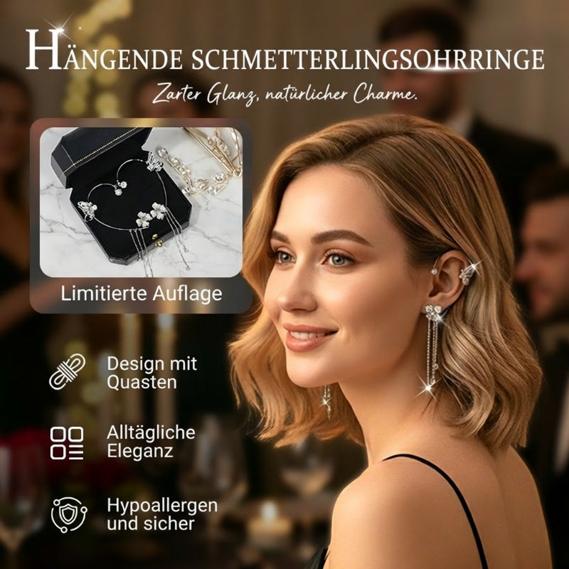 💕Valentinstags Special - 50% Rabatt💕Schlichte Ohrclips mit Schmetterlings- und Blumenmotiv & Quasten – Elegant & bequem, ohne Ohrloch 🌸🦋