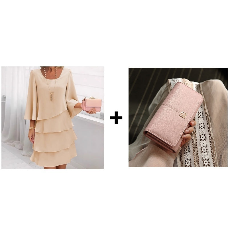 👗✨ Damen Kleid mit Rundhalsausschnitt – Locker & Figurbetont, Elegantes Design