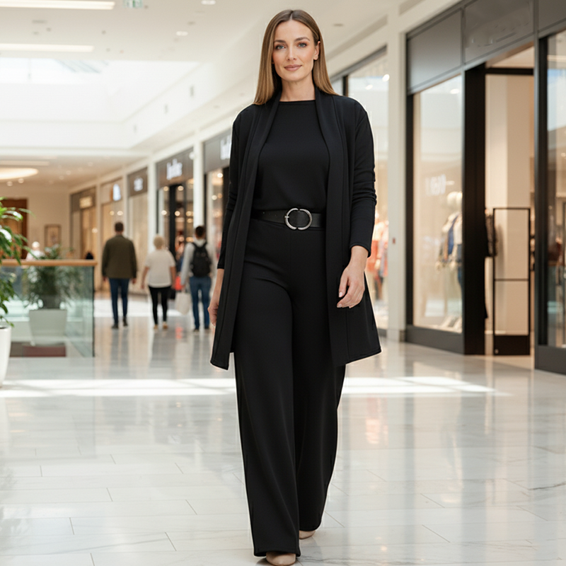 🍁 Neu im Herbst/Winter! | Nur noch 1 Tag: -50 % ⏳ 3-teiliges Set aus Longline-Cardigan, Top & Hose