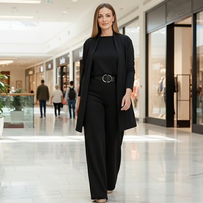 🍁 Neu im Herbst/Winter! | Nur noch 1 Tag: -50 % ⏳ 3-teiliges Set aus Longline-Cardigan, Top & Hose