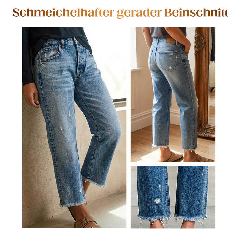 Damen-Retro-Cropped-Straight-Leg-Jeans