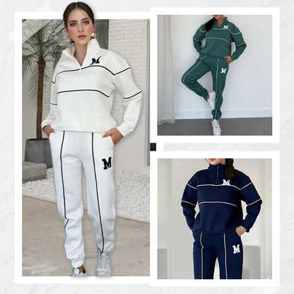 Lässiges Sweatshirt 2-teiliges Set mit Linie