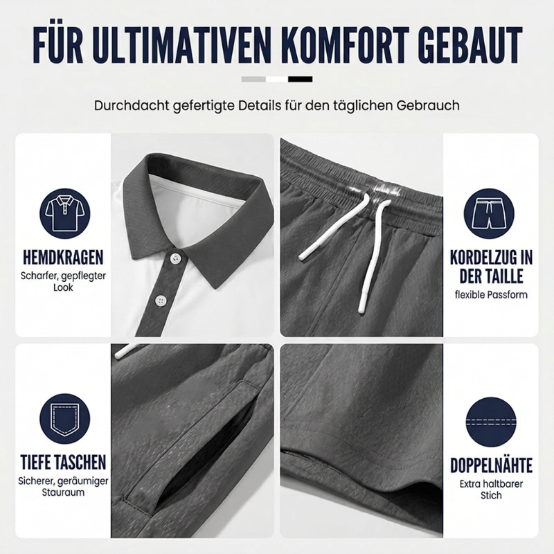 👕 2-teiliges Hemd- & Shorts-Set für Herren – bequem, atmungsaktiv & vielseitig für Sommer, Freizeit & Reisen ☀️🩳