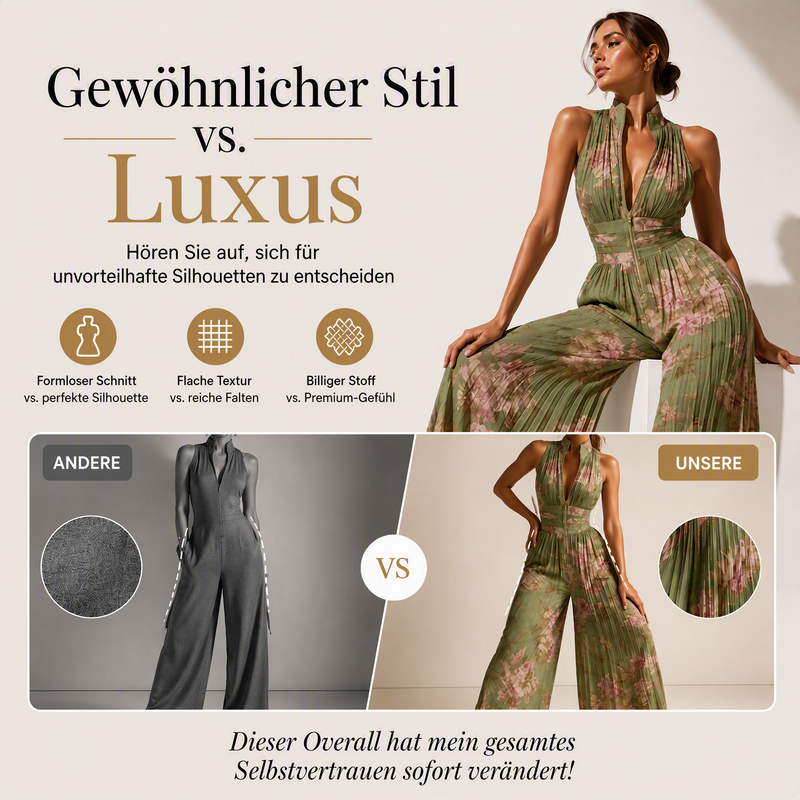🔥 50 % Rabatt – Sexy Jumpsuit mit Wickel-Dekolleté – in Falten-Optik, lange & weite Beine – vielseitig für den stilvollen Auftritt 🌙