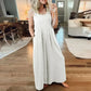 Ärmelloser Jumpsuit für Damen mit weitem Bein und Taschen