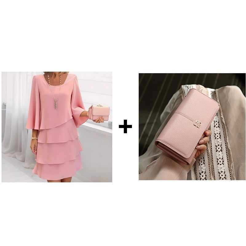 👗✨ Damen Kleid mit Rundhalsausschnitt – Locker & Figurbetont, Elegantes Design