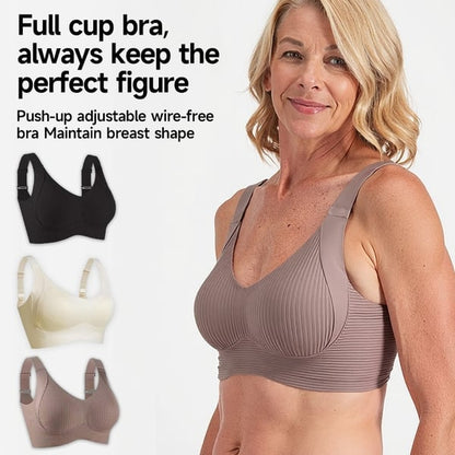 2-teiliges Set🎁 1 Kaufen, 1 Gratis 💕 Damen Rippenstrick Push-Up Verstellbarer Drahtloser BH