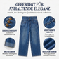 ⏰ 50 % RABATT – Nur für kurze Zeit ✨👖 Figurschmeichelnde Cropped Denim-Jeans mit hoher Taille & weiter Beinweite – 3-facher Knopfverschluss, umgeschlagene Säume & atmungsaktive Qualität