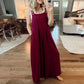 Ärmelloser Jumpsuit für Damen mit weitem Bein und Taschen
